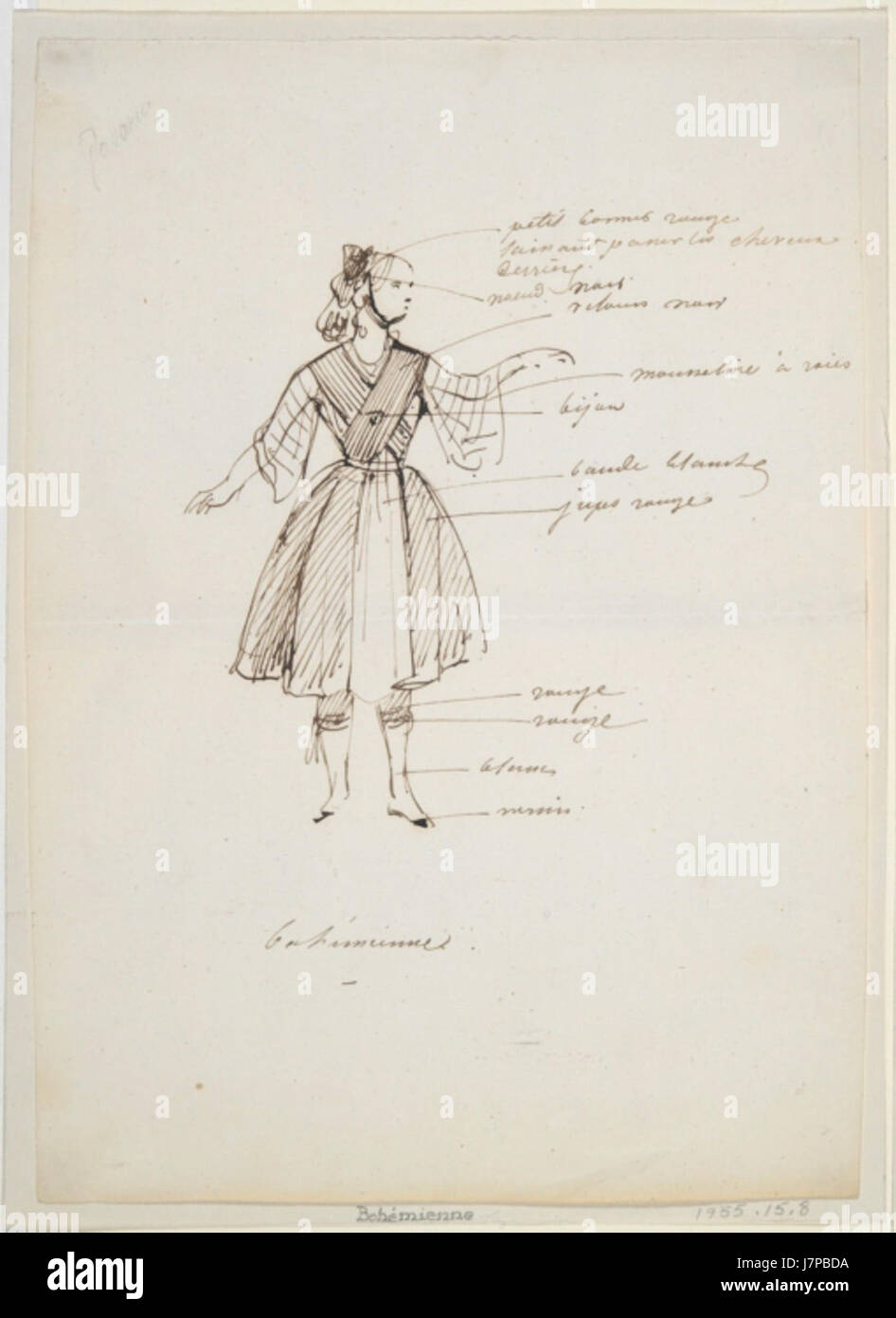 'Bohemienne' est une œuvre de Paul Gavarni, un artiste français connu pour ses représentations de la vie parisienne au XIXe siècle. Cette pièce dépeint probablement une figure ou une scène de la culture bohème, capturant le style de vie et le milieu social de l'époque. Banque D'Images