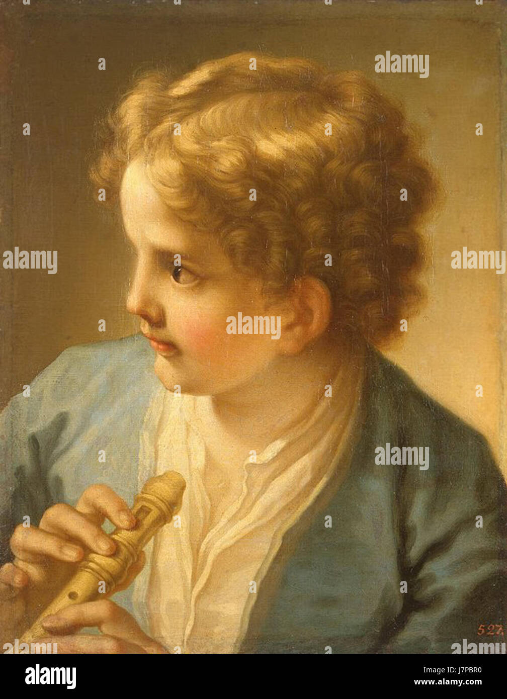 Garçon avec la flûte Benedetto Luti (1720) Banque D'Images
