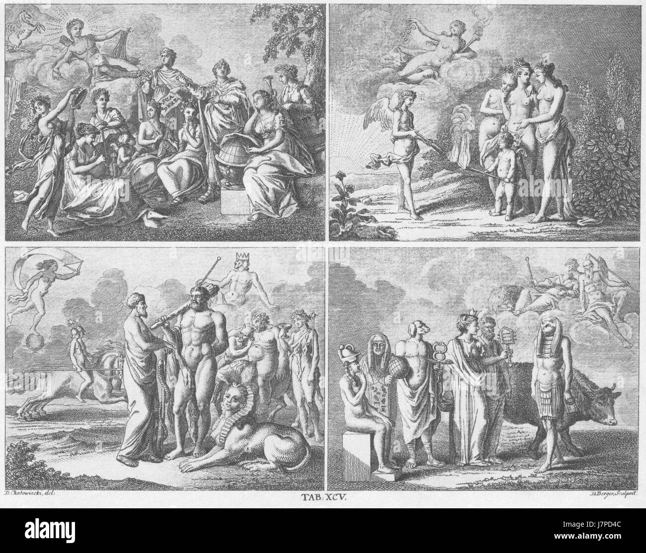 Ce titre fait référence à une œuvre de l'artiste Daniel Chodowiecki, probablement une estampe ou une illustration représentant une scène de l'œuvre du philosophe Basedow, avec 'Tafel 95' indiquant le numéro de plaque ou d'image spécifique dans une série d'œuvres. Banque D'Images