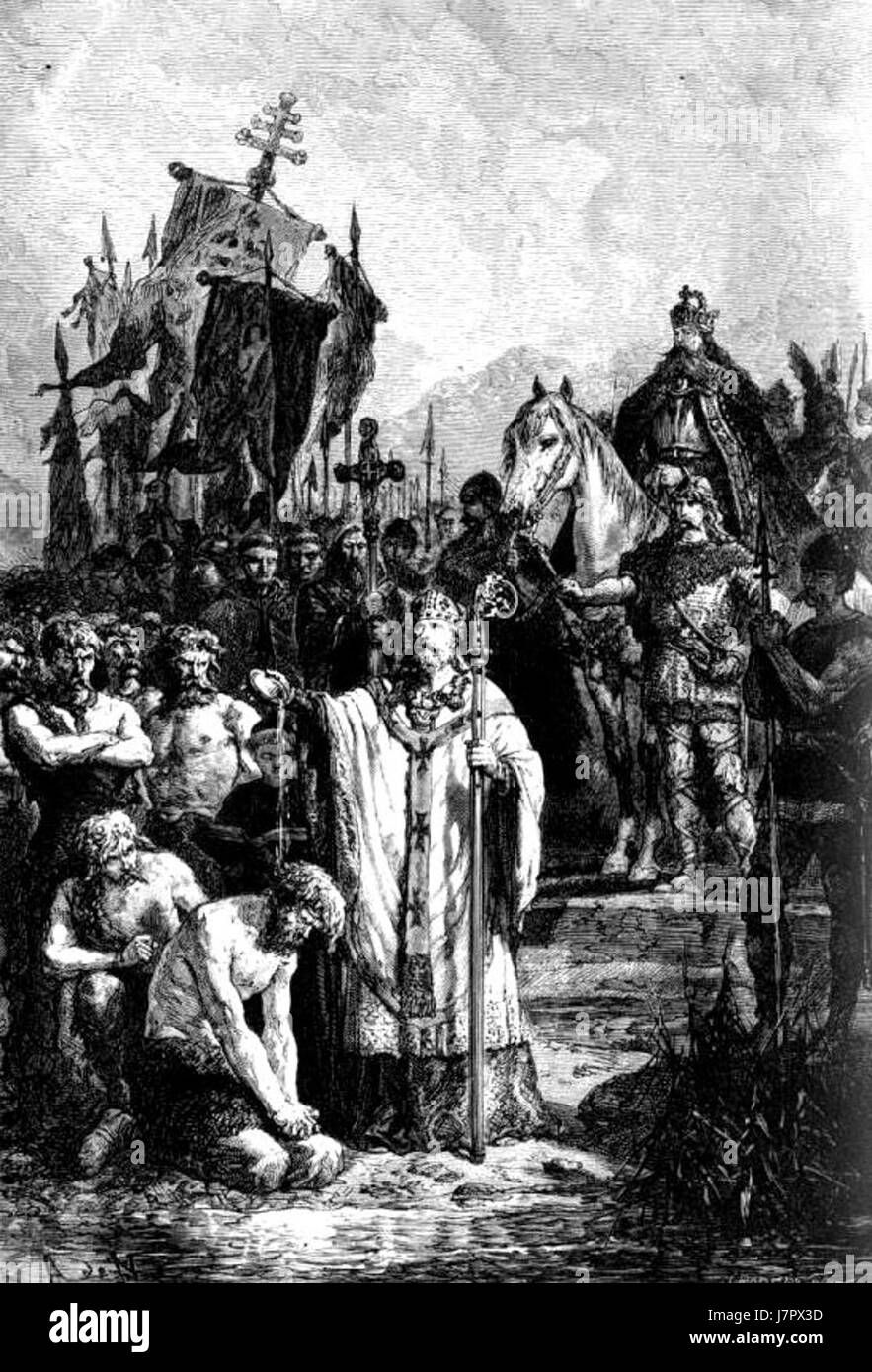 La conversion chrétienne des Saxons Banque D'Images