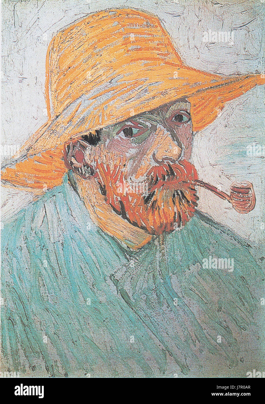 Van Gogh Selbstbildnis mit Strohhut Pfeife und2 Banque D'Images