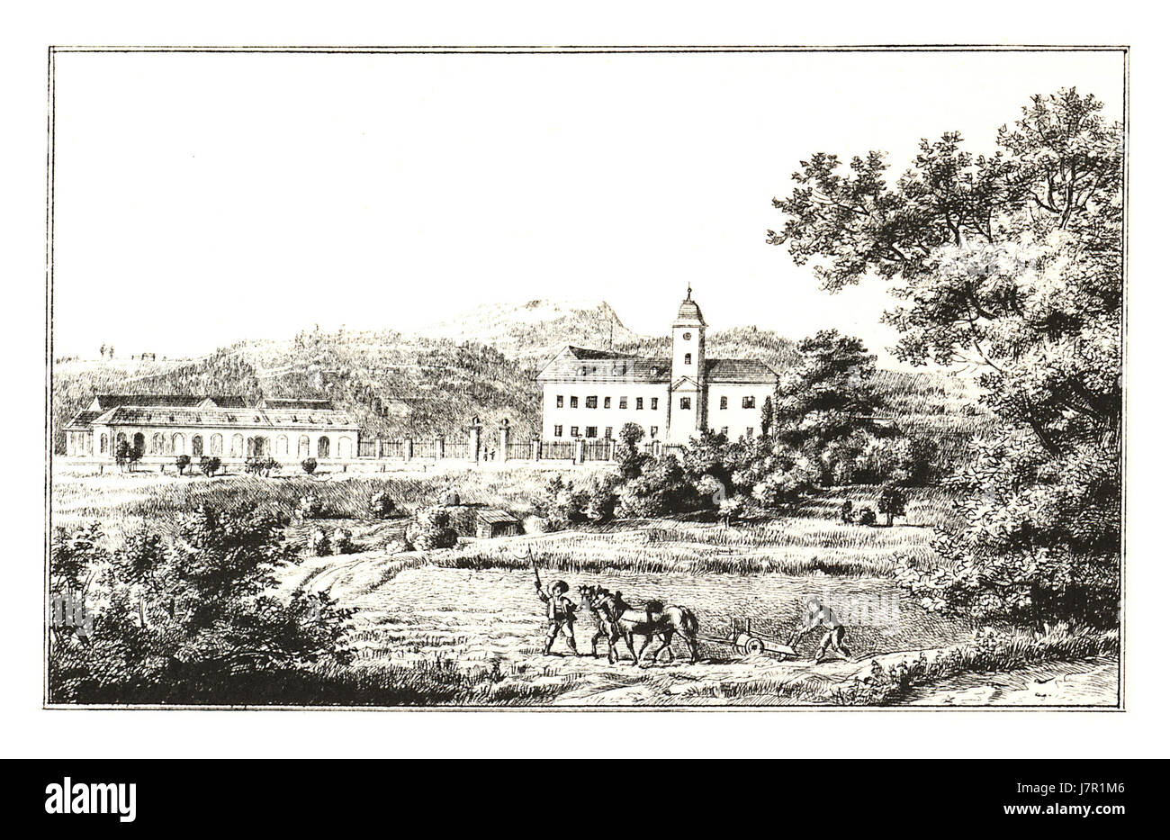 321 Schloss Waasen, Waasen J.F.Kaiser Ansichten der Steiermark 1830 Lithografirte Banque D'Images