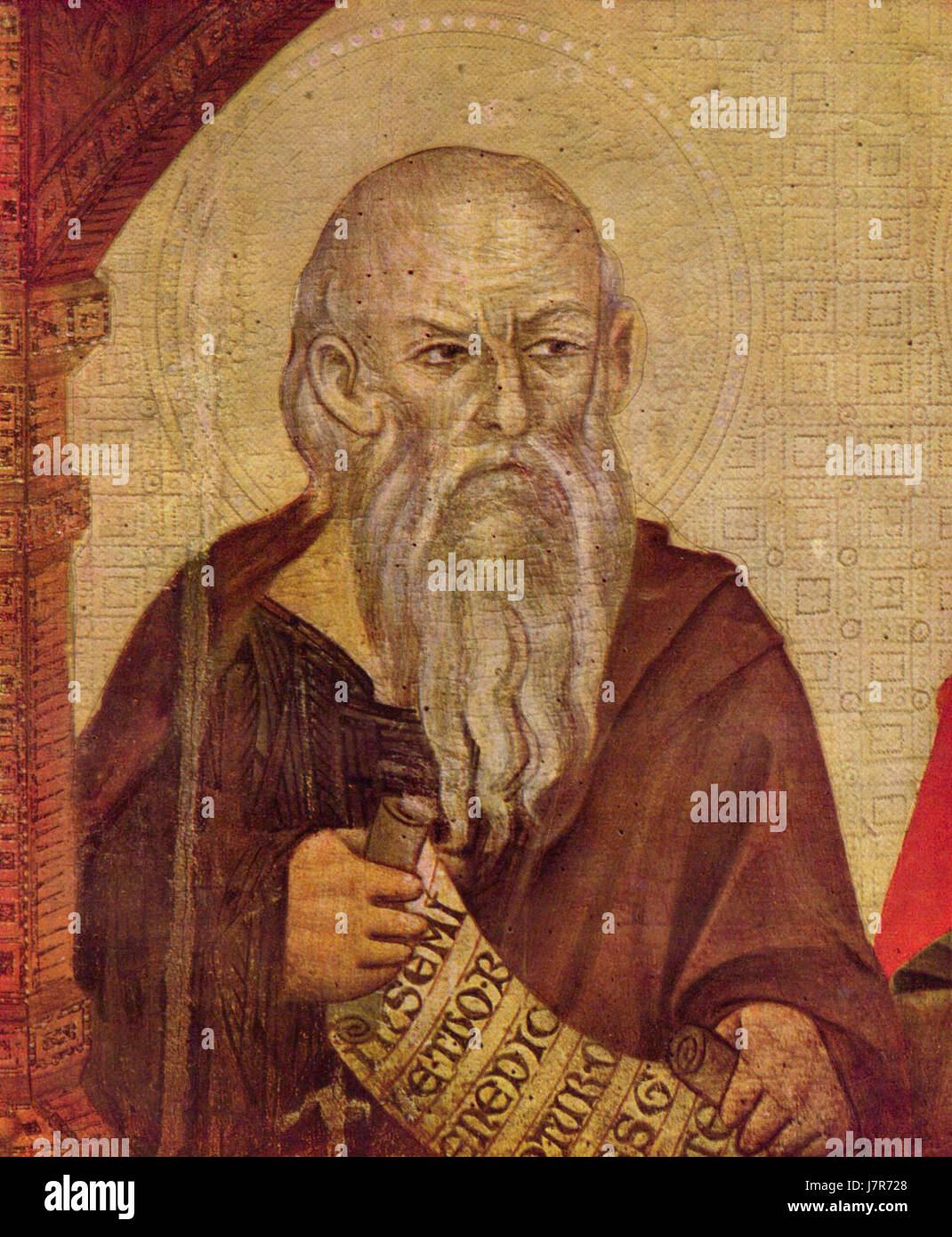 Cette œuvre représente une peinture ou une fresque de Cimabue, un artiste italien du XIIIe siècle connu pour ses premières contributions à la Renaissance italienne. Le travail de Cimabueâ€™ se caractérise par ses thèmes religieux et son influence byzantine. Banque D'Images