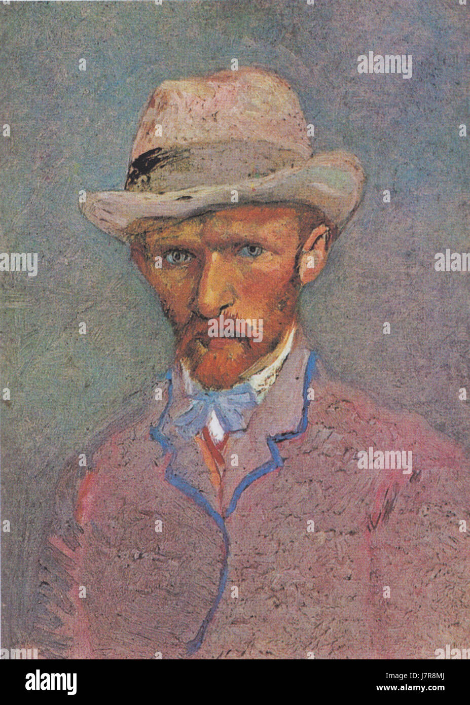 Van Gogh Selbstbildnis mit grauem Strohhut Banque D'Images