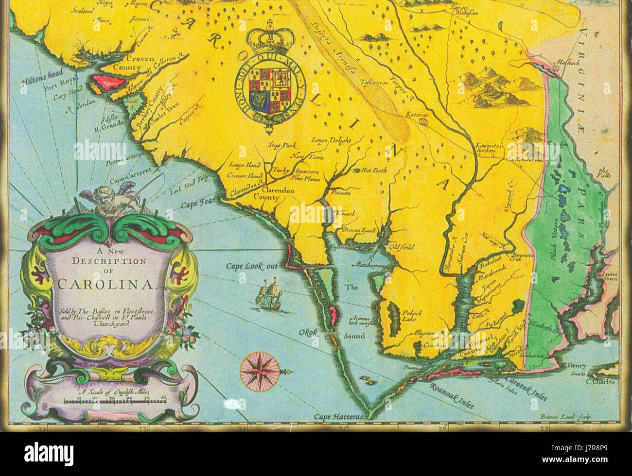 Carte Vintage Caroline Banque D'Images