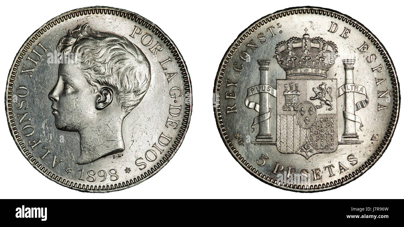 1898 5 pesetas Banque D'Images