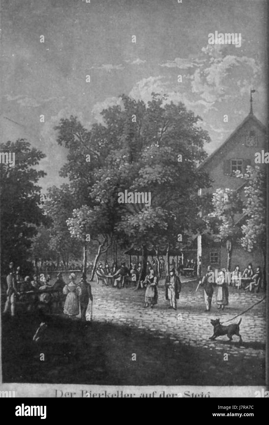 Ansicht Lindau um 1840 Randbild Bierkeller auf der Steig Banque D'Images