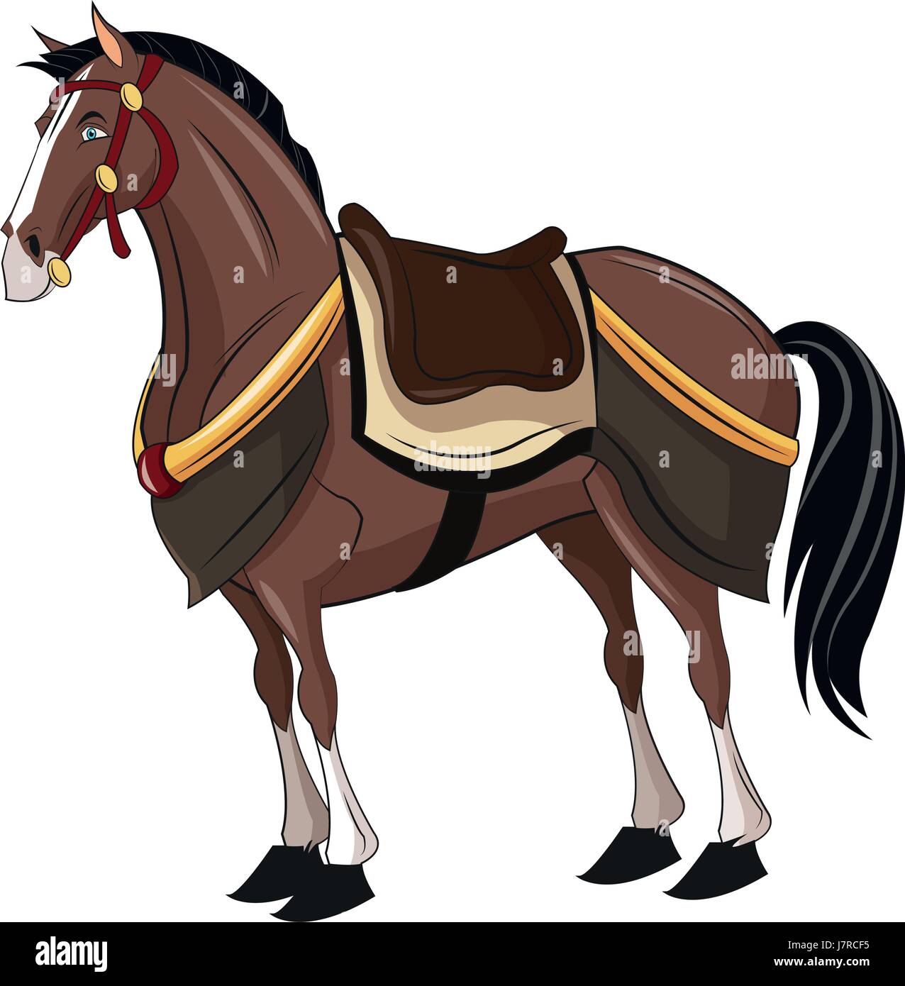 Samouraï de cheval Cheval animal oriental Illustration de Vecteur