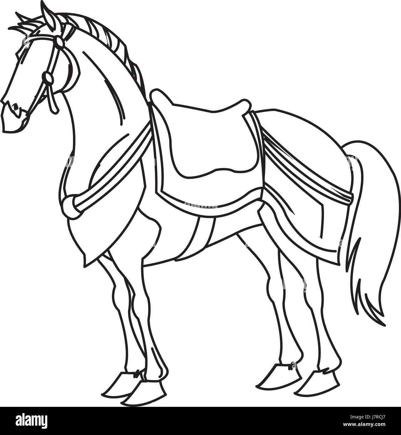 Dessin de cheval animal samurai warrior Illustration de Vecteur