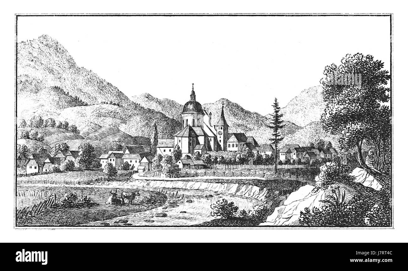 Gornji Grad Dietikon 204 J.F.Kaiser Ansichten der Steiermark 1830 Lithografirte Banque D'Images