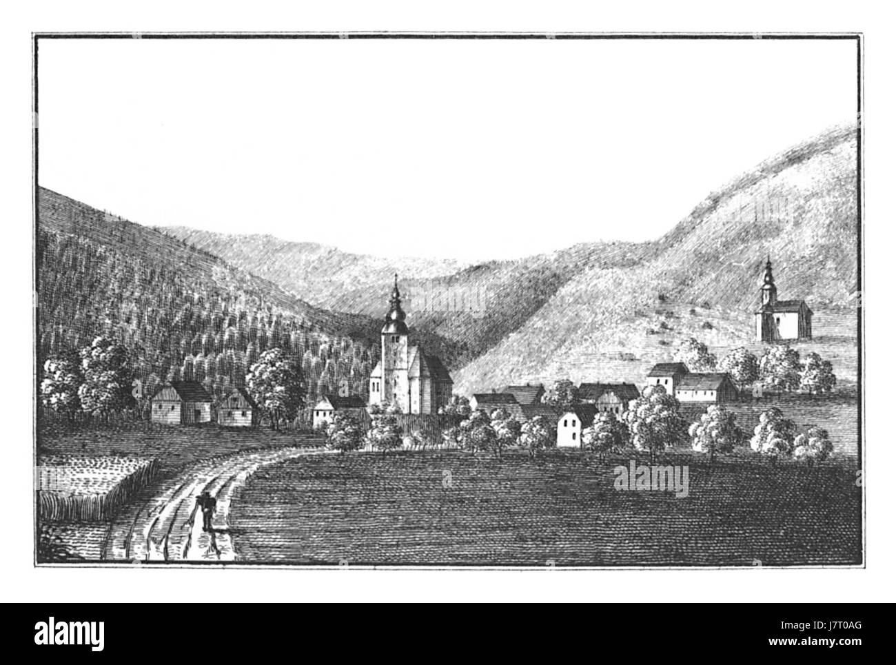 162 Laufen, Ljubno J.F.Kaiser Ansichten der Steiermark 1830 Lithografirte Banque D'Images