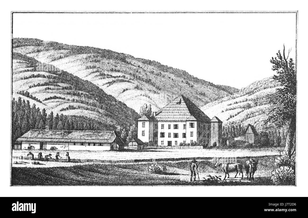163 Schloss Lechen Legen, J.F.Kaiser Ansichten der Steiermark 1830 Lithografirte Banque D'Images