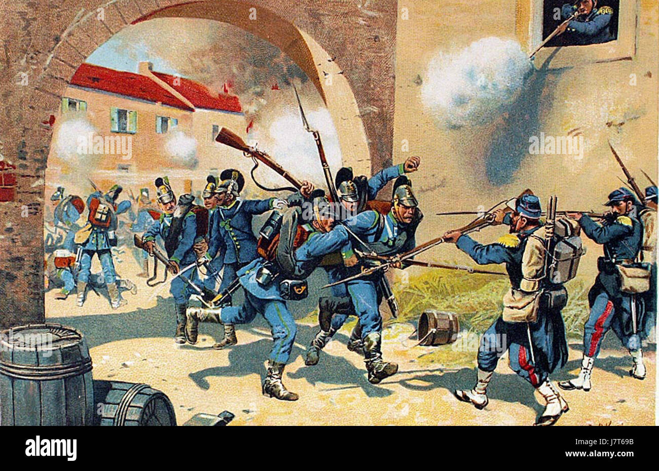 Bazeilles 2 fait référence à la bataille de Bazeilles, qui fait partie de la guerre franco-prussienne, qui a eu lieu en 1870 près du village de Bazeilles en France, mettant en évidence les affrontements militaires clés pendant le conflit. Banque D'Images