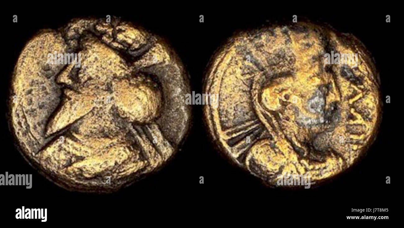 Cette pièce représente le souverain Osroes Ier de Parthie, soulignant son importance dans l'ancien Empire parthe. La pièce représente son profil et sert d'artefact historique de son règne au Ier siècle après JC. Banque D'Images