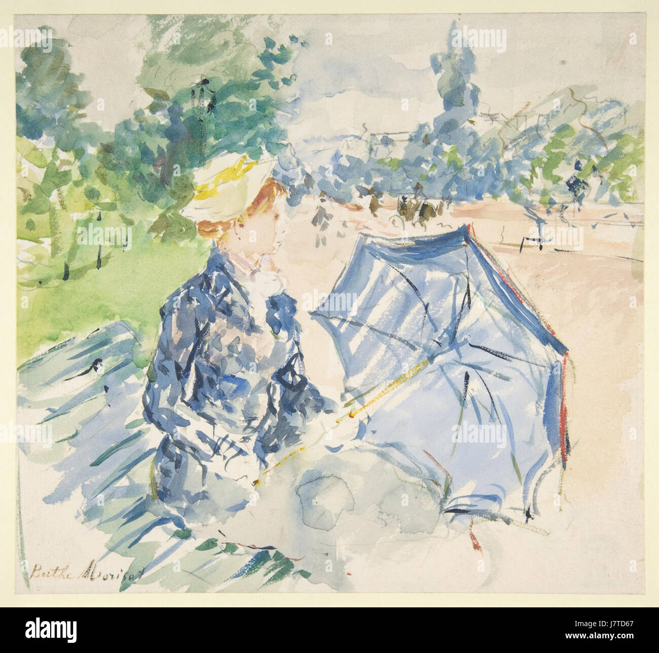 Berthe Morisot, une femme assise sur un banc sur l'Avenue du Bois Banque D'Images