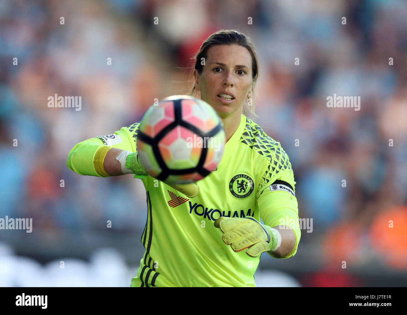 Le gardien de but Carly Telford de Chelsea Ladies lors du match de la série de printemps de la Super League pour femmes de la FA au stade Academy, à Manchester. APPUYEZ SUR ASSOCIATION photo. Date de la photo: Jeudi 25 mai 2017. Voir PA Story FOOTBALL Man City Women. Le crédit photo devrait se lire: Martin Rickett/PA Wire. RESTRICTIONS : aucune utilisation avec des fichiers audio, vidéo, données, listes de présentoirs, logos de clubs/ligue ou services « en direct » non autorisés. Utilisation en ligne limitée à 75 images, pas d'émulation vidéo. Aucune utilisation dans les Paris, les jeux ou les publications de club/ligue/joueur unique. Banque D'Images