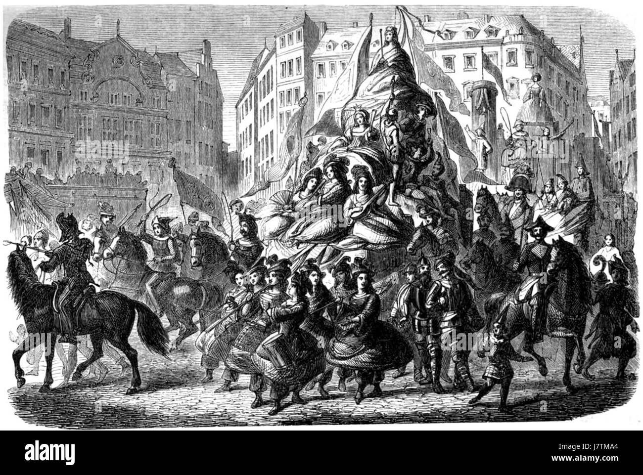 Le « Carneval in Mayence » fait partie des célébrations traditionnelles du carnaval à Mayence, en Allemagne, un événement culturel important qui implique des défilés, des costumes et des festivités. Cette image capture un moment des activités festives du carnaval. Banque D'Images