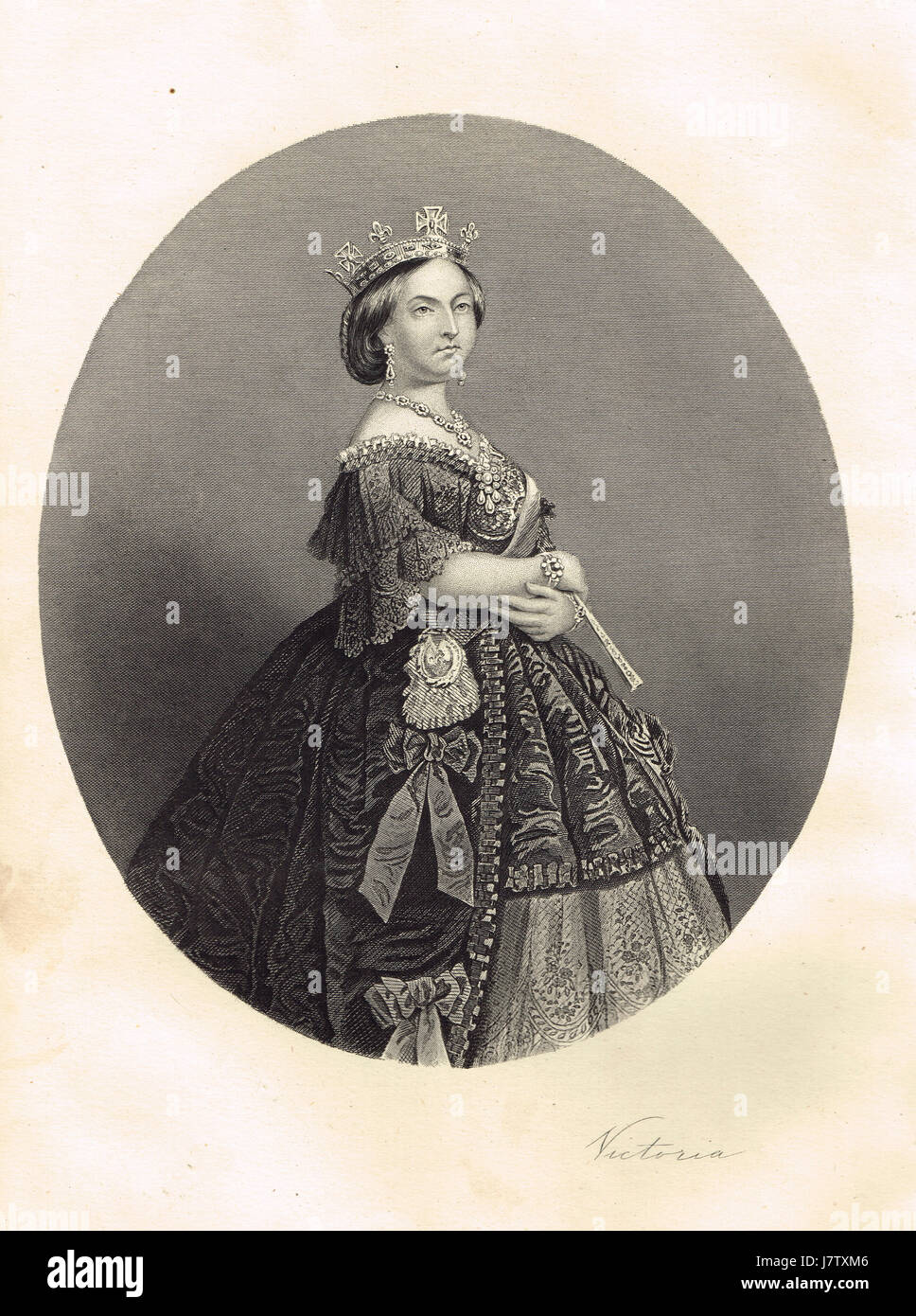 Portrait de la reine Victoria et signature Banque D'Images