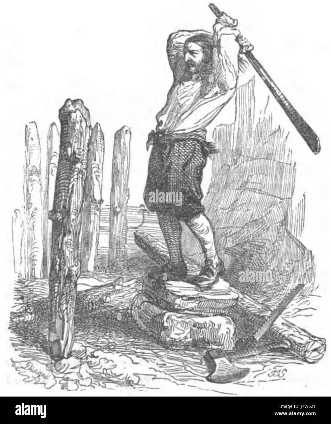 Ce titre fait référence à une édition de 'les aventures de Robinson Crusoé', un roman de Daniel Defoe. Il explore l'histoire de la survie d'un marin perdu sur une île déserte, en mettant l'accent sur les thèmes de la solitude, de la survie et de l'aventure. Banque D'Images