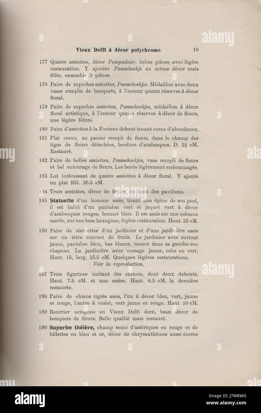 Les collections de F.W. Ross, la Haye et A. Durand font partie d'une importante collection d'art présentant des œuvres de plusieurs artistes européens. Cette pièce particulière, tirée de la page 19 du catalogue, présente un exemple rare de leur influence artistique. Banque D'Images