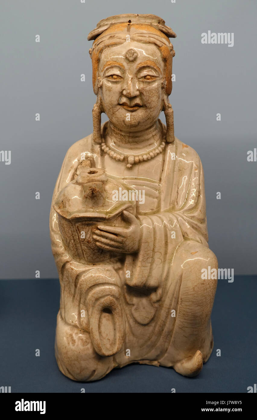 Vitrage blanc bleuâtre, figurine, dynastie des Song du Nord, de Bijia, Shan Guangzhou Hong Kong Museum of History DSC00878 Banque D'Images