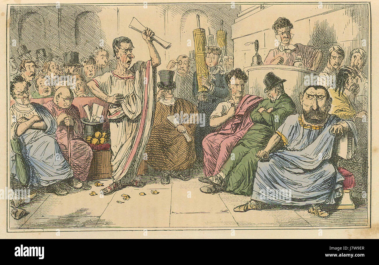 L'histoire de bande dessinée de Rome Tableau 10 Cicéron dénonce Catilina Banque D'Images