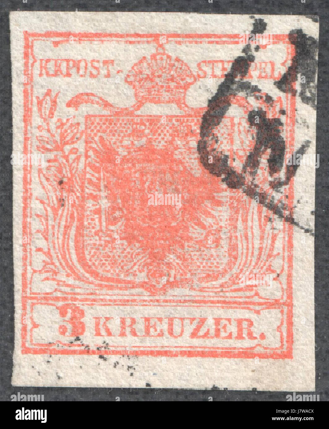 Autriche 1850 3Kr Ia papier vergé Banque D'Images