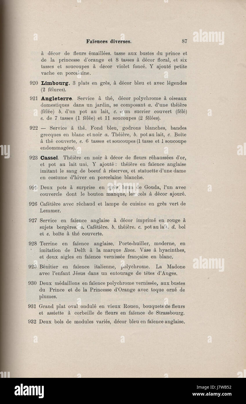 F.W. Collections Ross, La Haye, A. Durand, Paris et coll., p 87 Banque D'Images