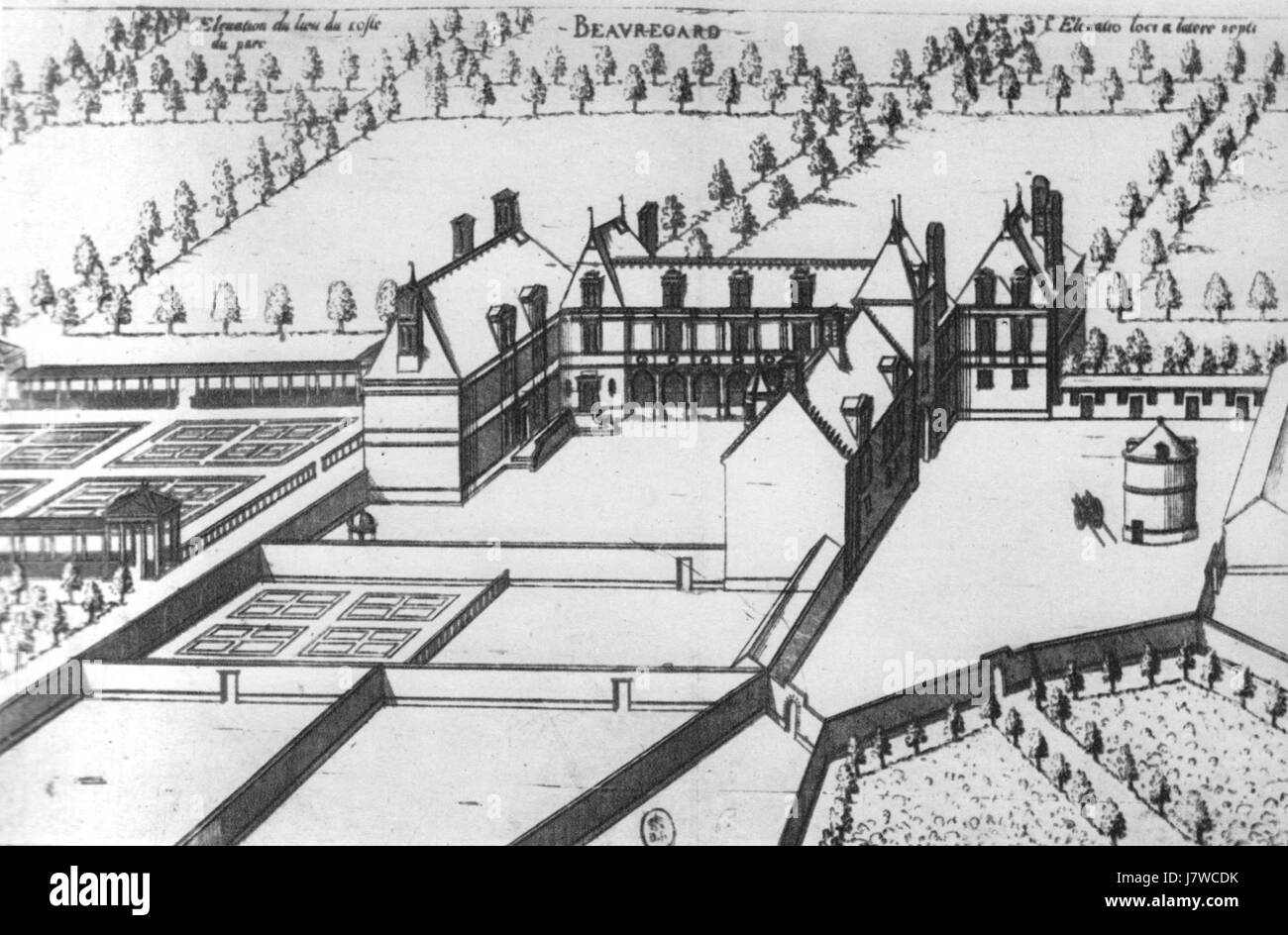 Beauregard ChÃ¢teau est un château français historique connu pour son importance architecturale et ses beaux jardins. Situé dans la vallée de la Loire, il reflète un design Renaissance avec des détails complexes et une riche histoire datant du XVIe siècle. Banque D'Images