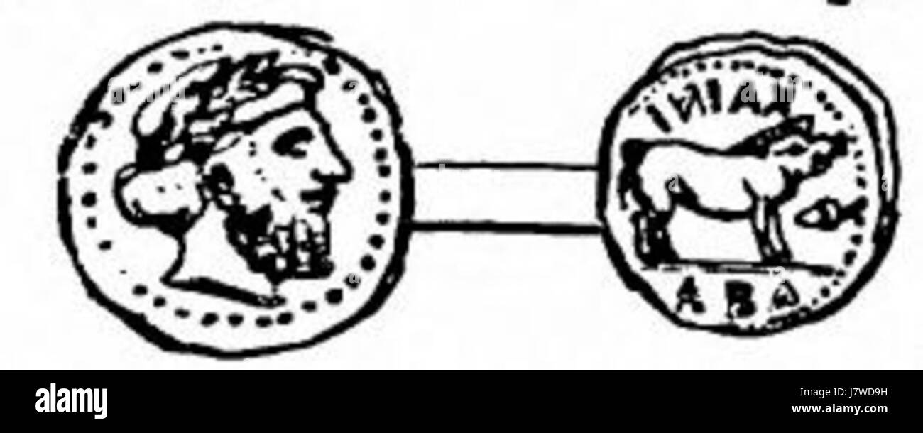 La pièce de monnaie d'Abacaenum DGRG est un artefact historique, probablement de l'Empire romain. L'inscription suggère qu'il faisait partie d'un système monétaire utilisé à Abacaenum, une région de l'époque romaine antique. Banque D'Images