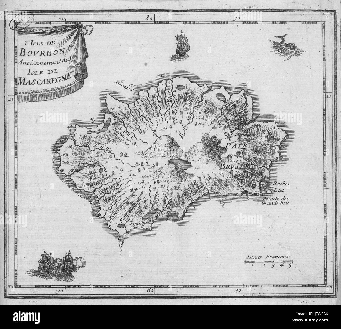 Carte Bourbon Histoire Madagascar Banque D'Images