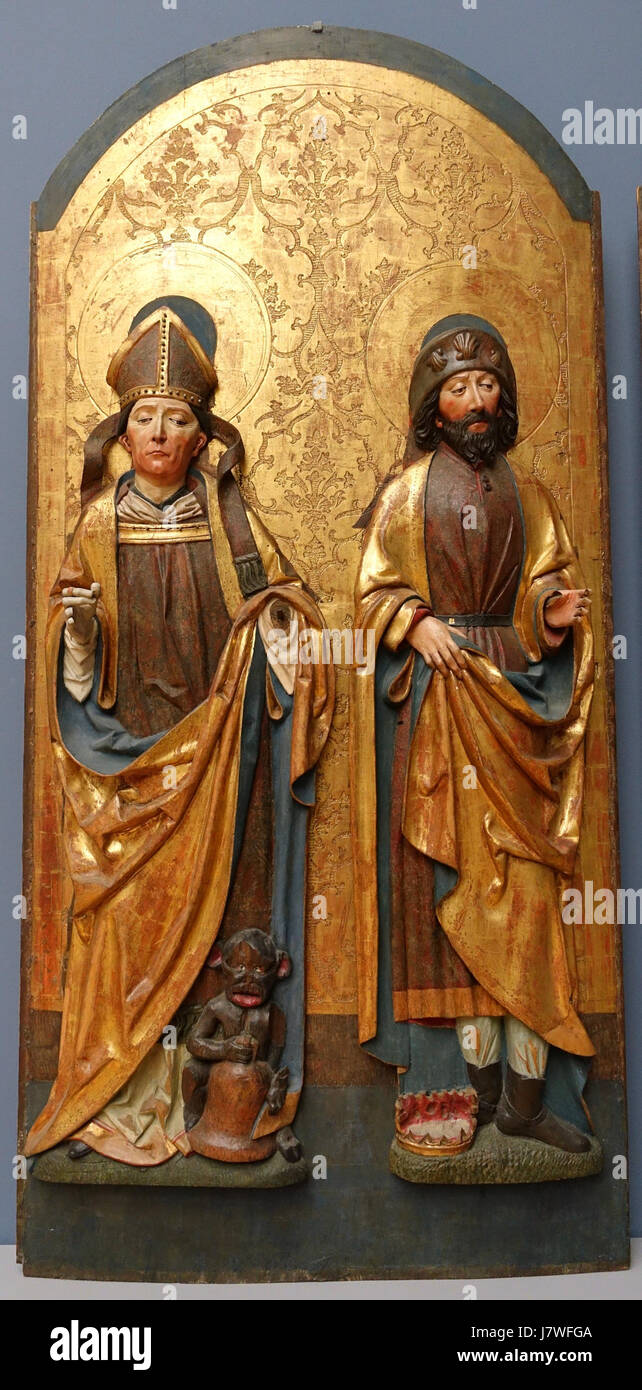 Autel avec ailes Saints Théodule, Jodoc, Catherine, et Barbara, par Ivo Striegel, 1 sur 2, 1430 1516, bois Musée Bode DSC03116 Banque D'Images