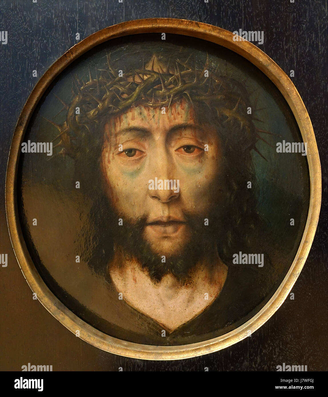 'Christ couronné d'épines' par Aelbrecht bouts, créé vers 1500, est une peinture religieuse sur bois de chêne, représentant la souffrance du Christ. Il est logé dans le musée de Bode et est un exemple du début de la Renaissance nordique Banque D'Images