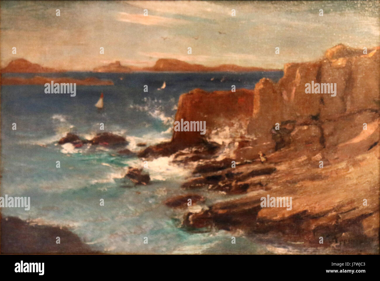 Huile Sur Toile Adolphe Appian (1818-1898) - Tartan Sur La Côte Méditerranéenne - Parfait état