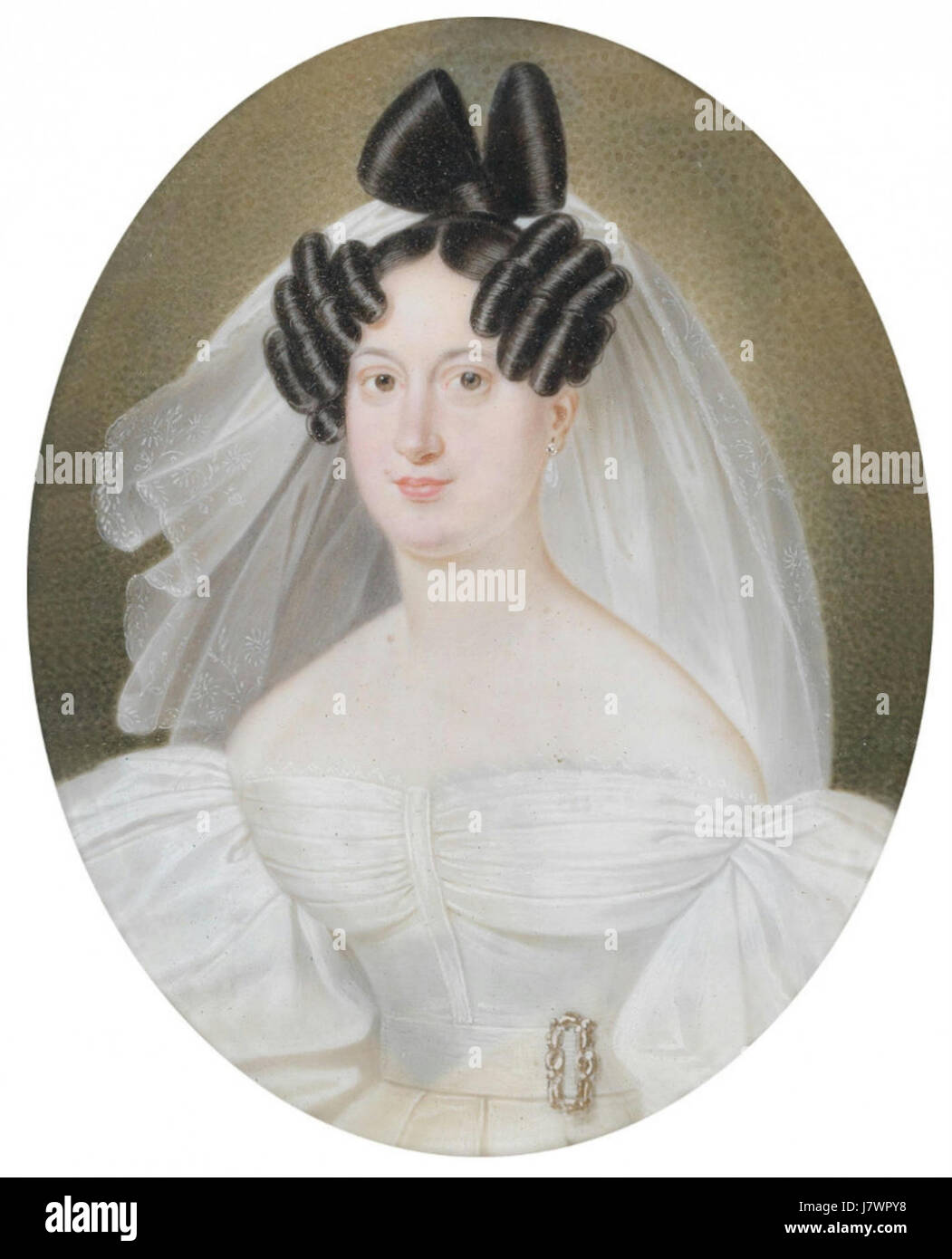 Adalbert Suchy Bildnis einer Braut mit 1835 Biedermeierfrisur Banque D'Images