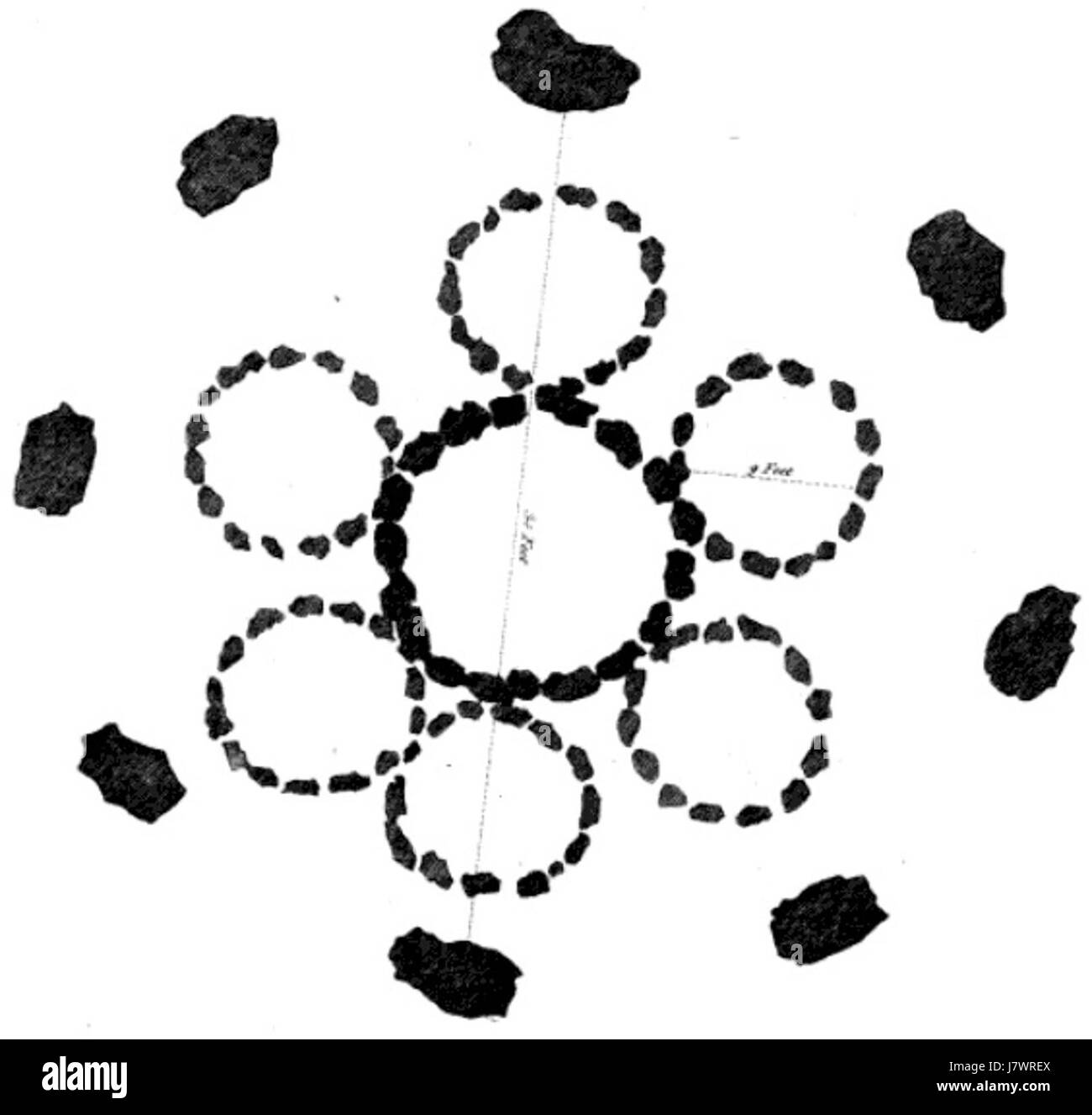 Le cercle de pierres de Cullerlie, situé dans l'Aberdeenshire, en Écosse, est un monument préhistorique composé de pierres dressées disposées en une formation circulaire. Ce site, qui aurait été construit pendant le néolithique ou l'âge du bronze, a une importance historique en tant que site d'activité rituelle précoce et fait partie du riche patrimoine archéologique écossais. Banque D'Images