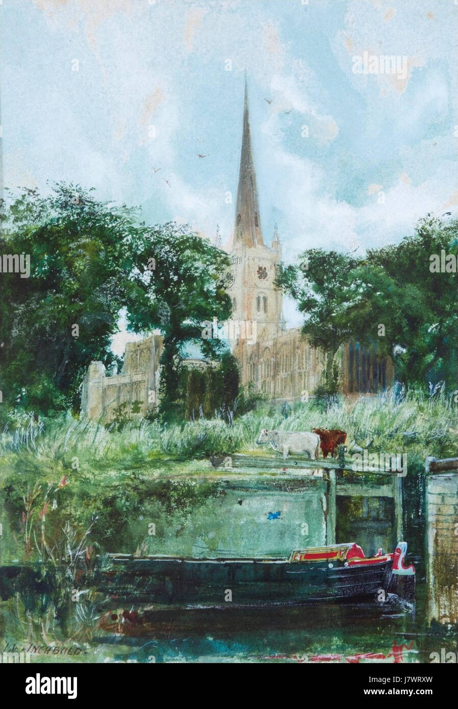 'Shakespeare's Church, Stratford upon Avon' de John William Inchbold Banque D'Images
