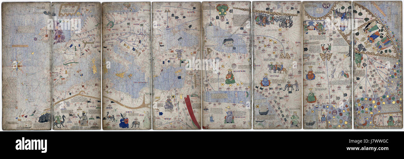 1375 Abraham Cresques Atlas Catalan Banque D'Images