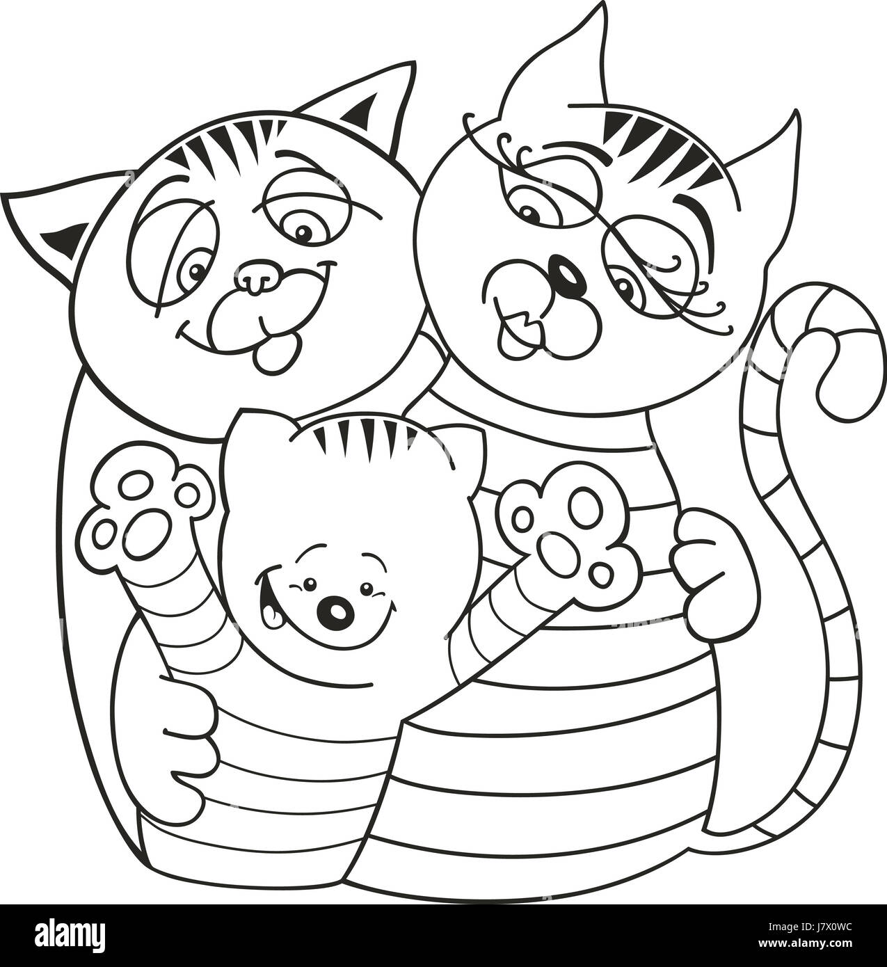 Illustration Chat Chaton Bebe Cartoon Chat Minou Chat Domestique De La Famille Famille Photo Stock Alamy