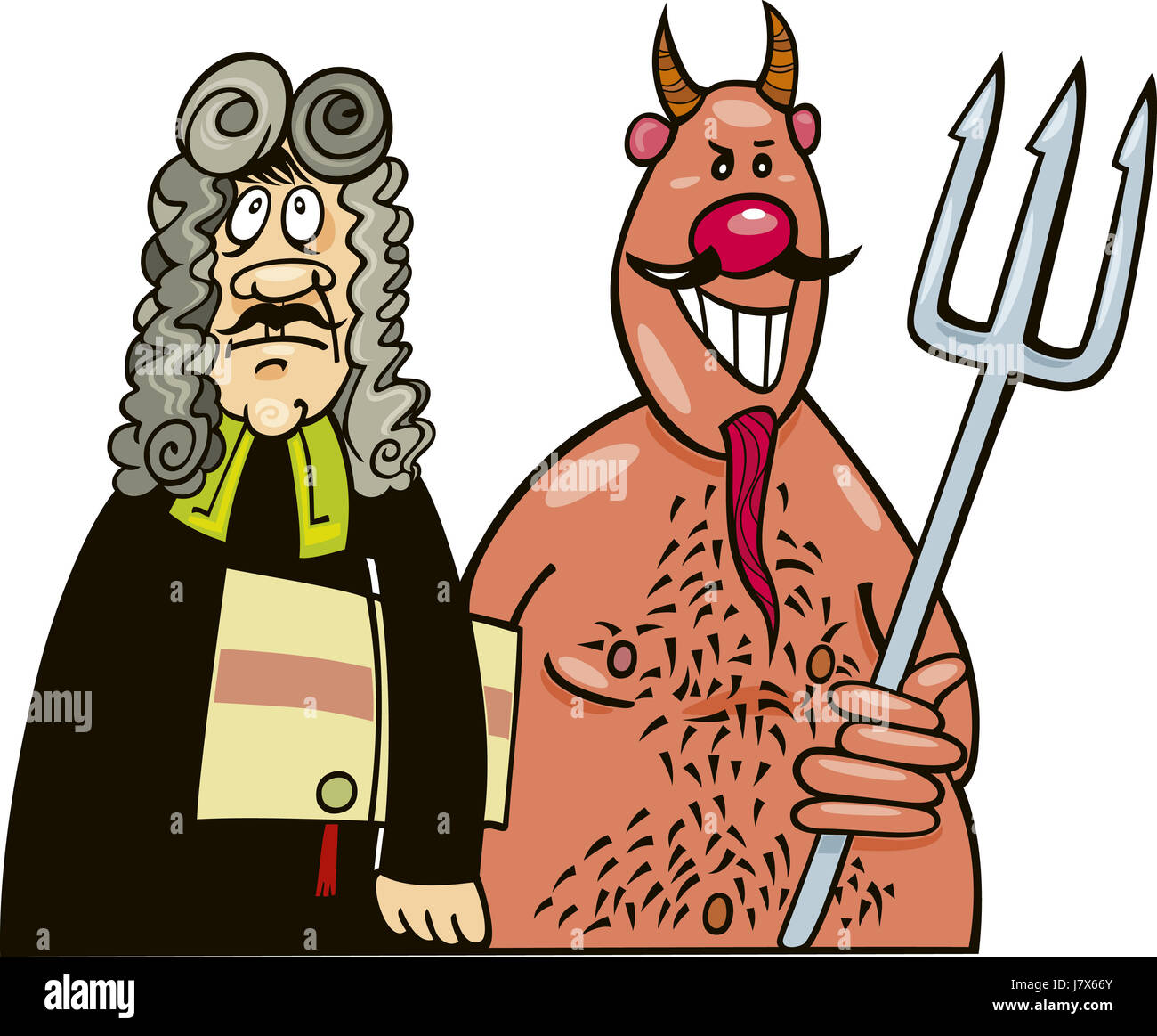 Avocat du diable satan illustration cartoon comics rire rire rire fourche twit Banque D'Images