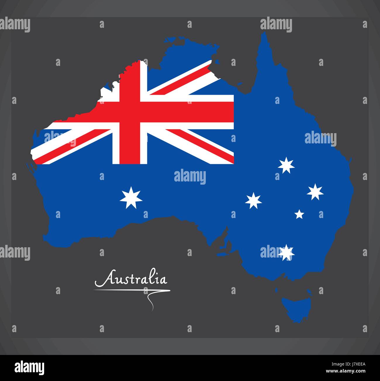 Carte de l'Australie avec l'Australian national flag illustration Illustration de Vecteur