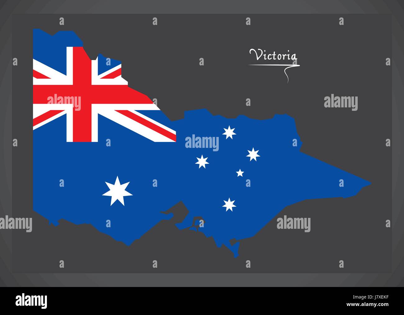 Carte de Victoria avec drapeau national australien illustration Illustration de Vecteur