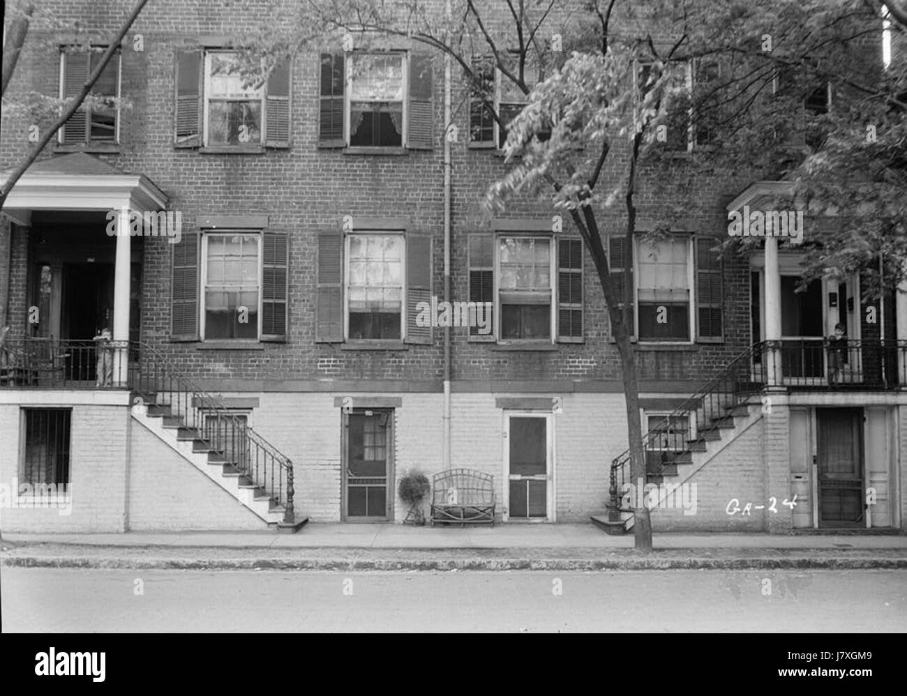 118 & 124, rue East Harris (maison), Savannah, le comté de Chatham, GA Banque D'Images