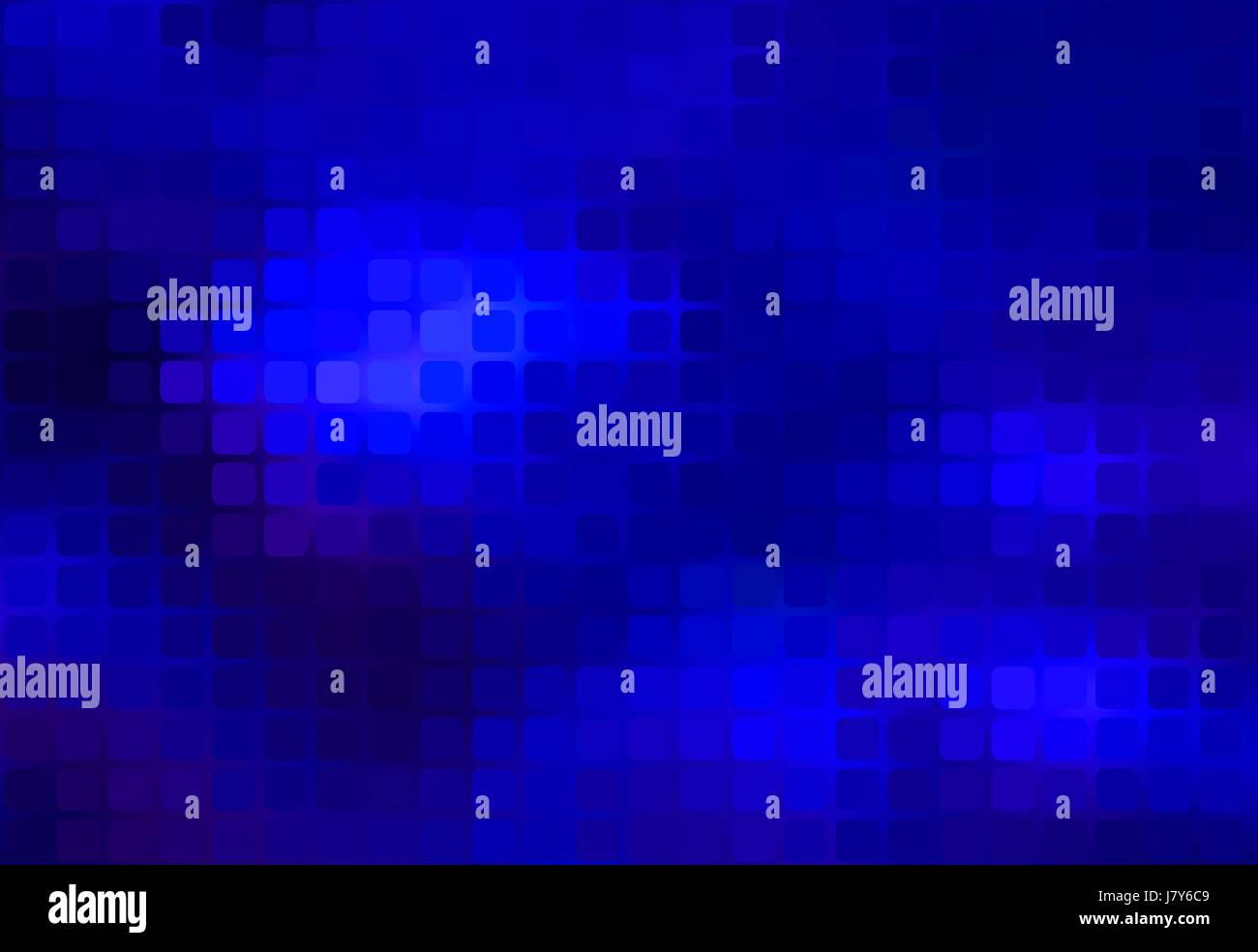 Abstract vector bleu foncé avec coins arrondis carreaux mosaic sur arrière-plan flou Illustration de Vecteur