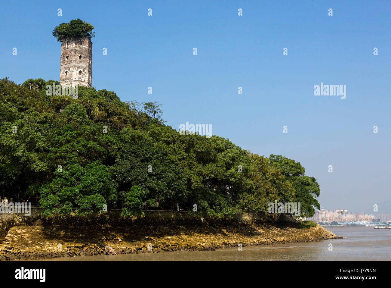 Wenzhou, Zhejiang, Chine. L'Île Jiangxin. East Pagoda, reconstruite 1141. Banque D'Images