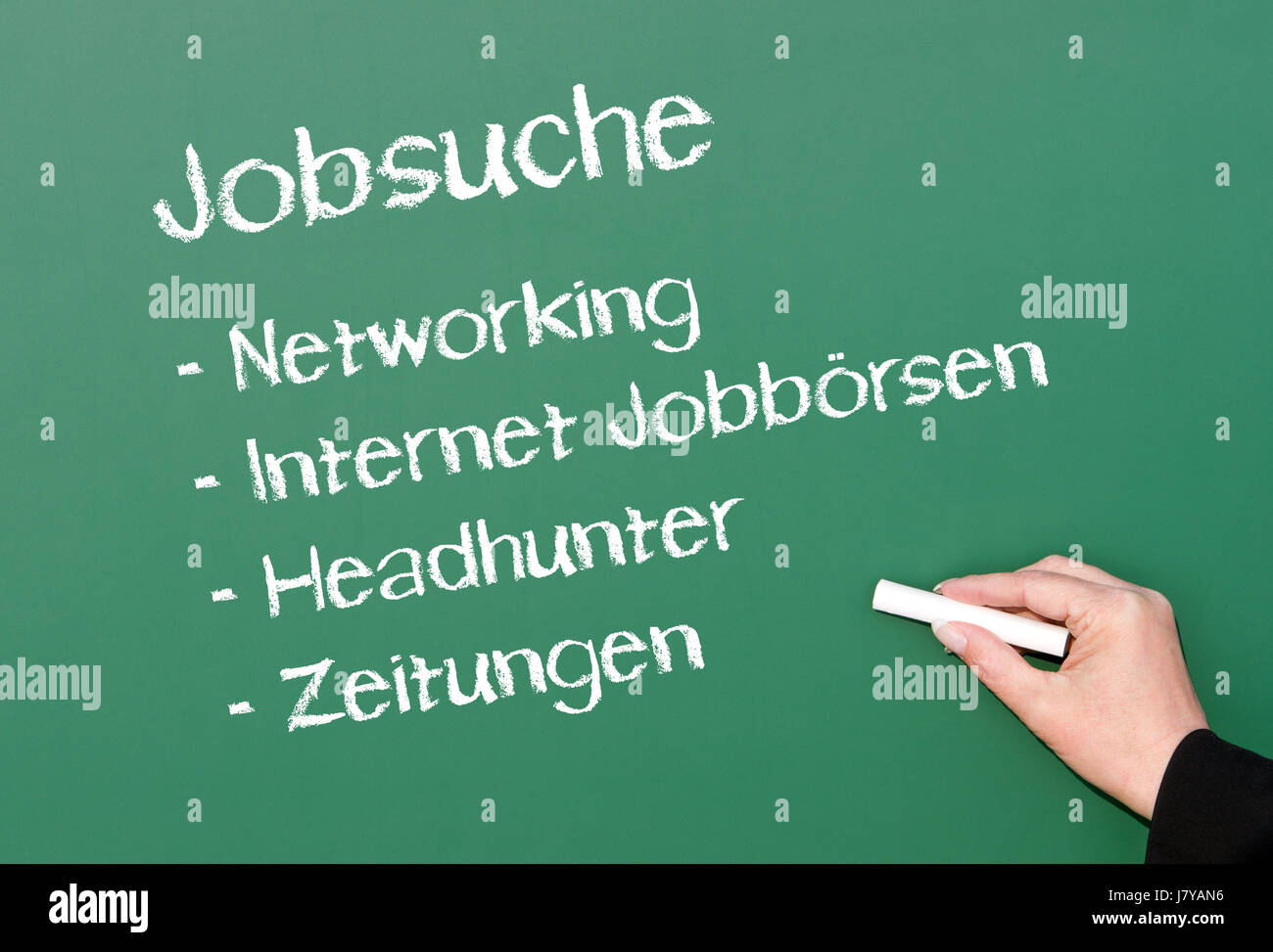 Recherche d'emploi - Notion de travail et de réussite tableau noir Banque D'Images