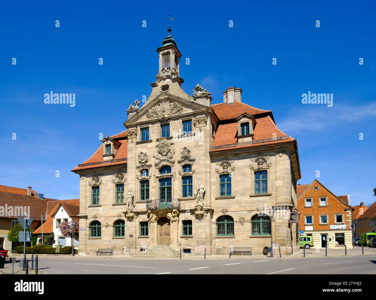 Mairie, Ellingen, Lakeland franconien, naturel Altmuehltal préserver, Middle Franconia, Franconia, Bavaria, Germany Banque D'Images