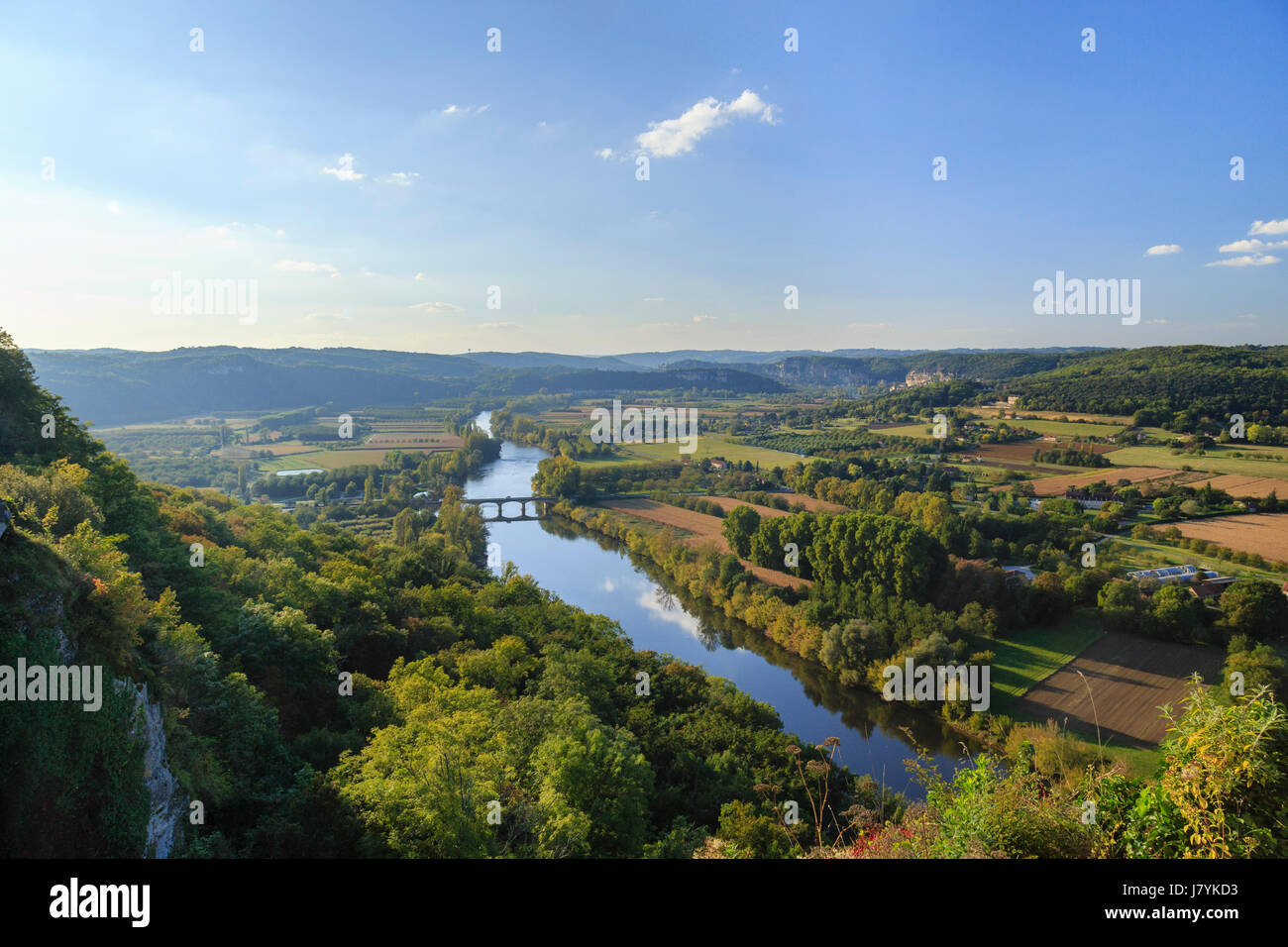 France, Dordogne, Domme, les plus Beaux villages de France, vue sur la vallée de la Dordogne depuis le belvédère de la barre Banque D'Images