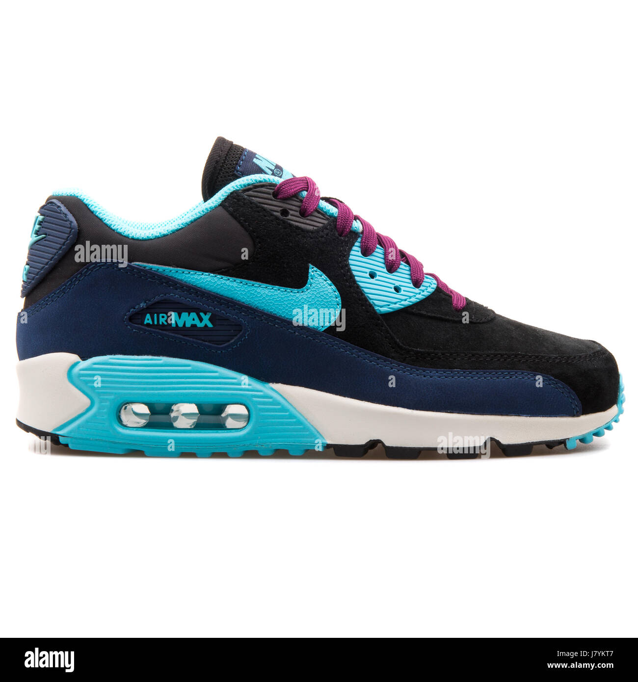 Wmn Nike Air Max 90 Bleu Noir LTHR Baskets Running femme 768887