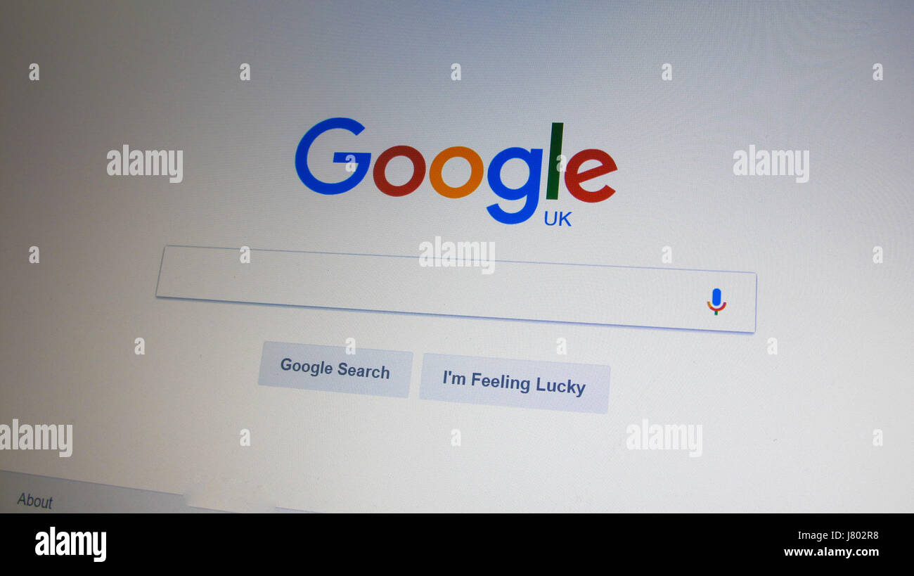 Moteur de recherche google page d'accueil sur internet. Londres, Angleterre, Royaume-Uni Banque D'Images